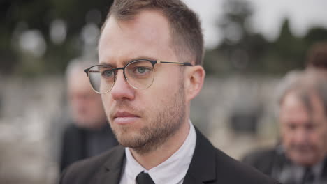 walking, sad and a man at a funeral