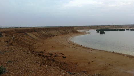 isolated and partially dry lake in the arid region in the coast of colombia