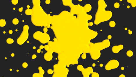 abstract flowing yellow liquid and splashes spots on black gradient