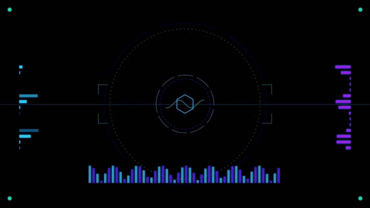 Futuristic Digital HUD Interface with Animated Data Visualization