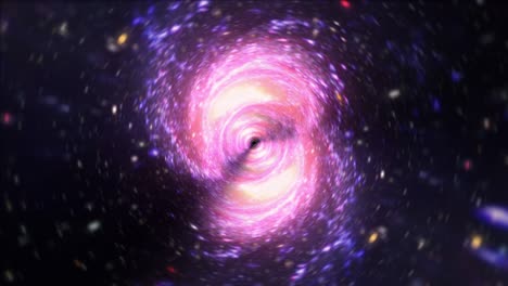 vuelo interestelar abstracto, viaje en el tiempo salto en túnel de hiperespacio rosado brillante. 4k 3d ciclo sin costuras hiperespaço o fondo digital de la ciencia del agujero de gusano. singularidad, ondas gravitacionales y concepto de espacio-tiempo.