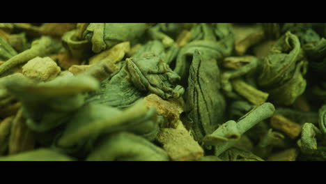 primer plano de las hojas de té verde
