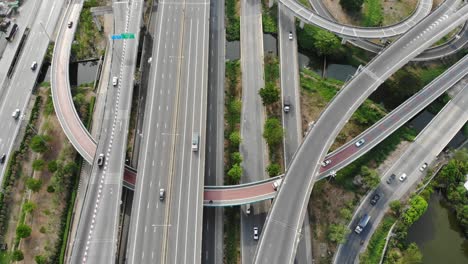 aerial view city traffic junction road infinity sign