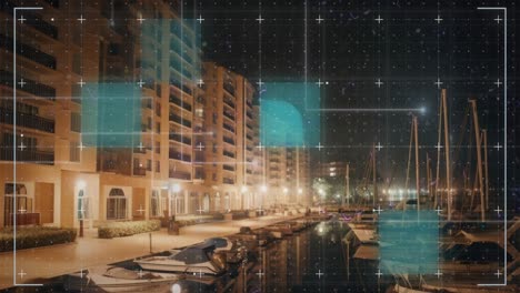 animation of data processing over cityscape