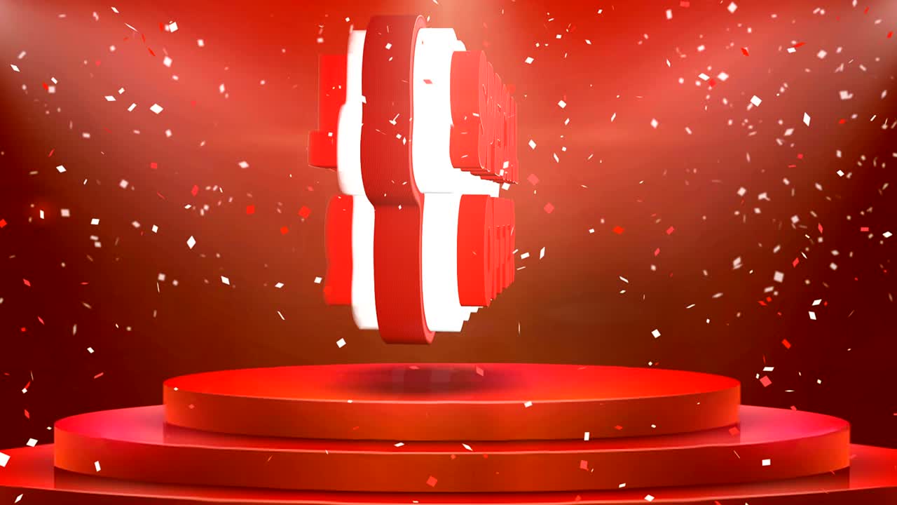 특별한 제안 텍스트 애니메이션 무대 포디움 콘페티 루프 애니메이션