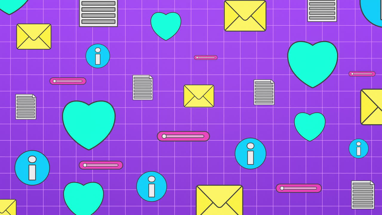 Sfondo con griglia di icone digitali retrò