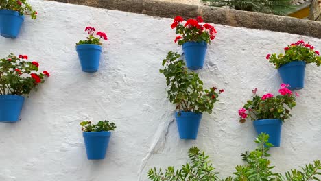 Calle-Típica-Española-En-La-Ciudad-Vieja-De-Marbella-Con-Hermosas-Macetas-De-Flores-Azules-Tradicionales-Colgadas-En-Una-Pared-Blanca