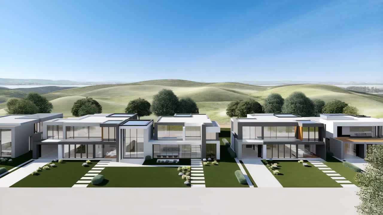 Modern Houses with Green Landscape