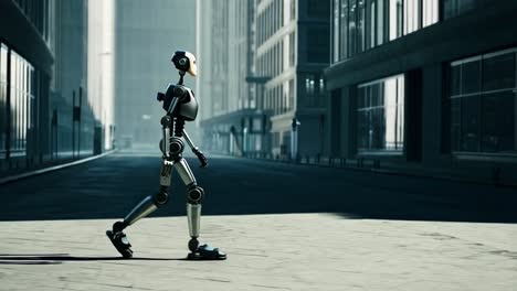 robot walking in the city