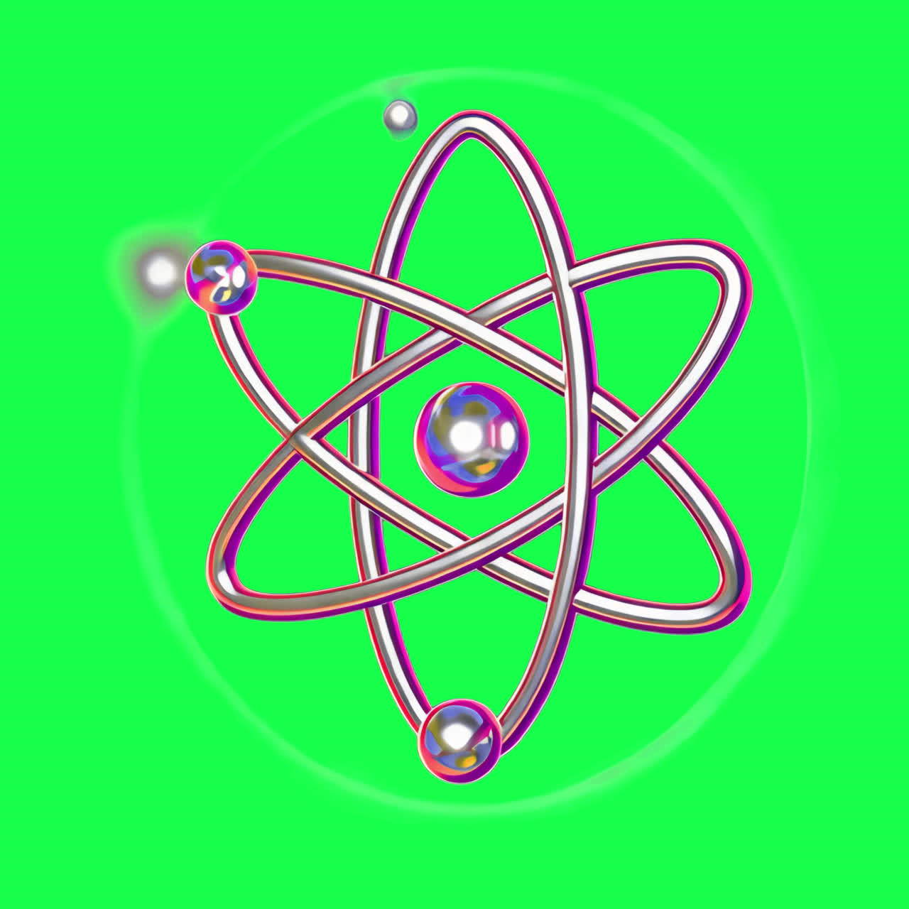 Atomic structure 3d element animation isolated asset, transparent 4K video, alpha channel, ProRes