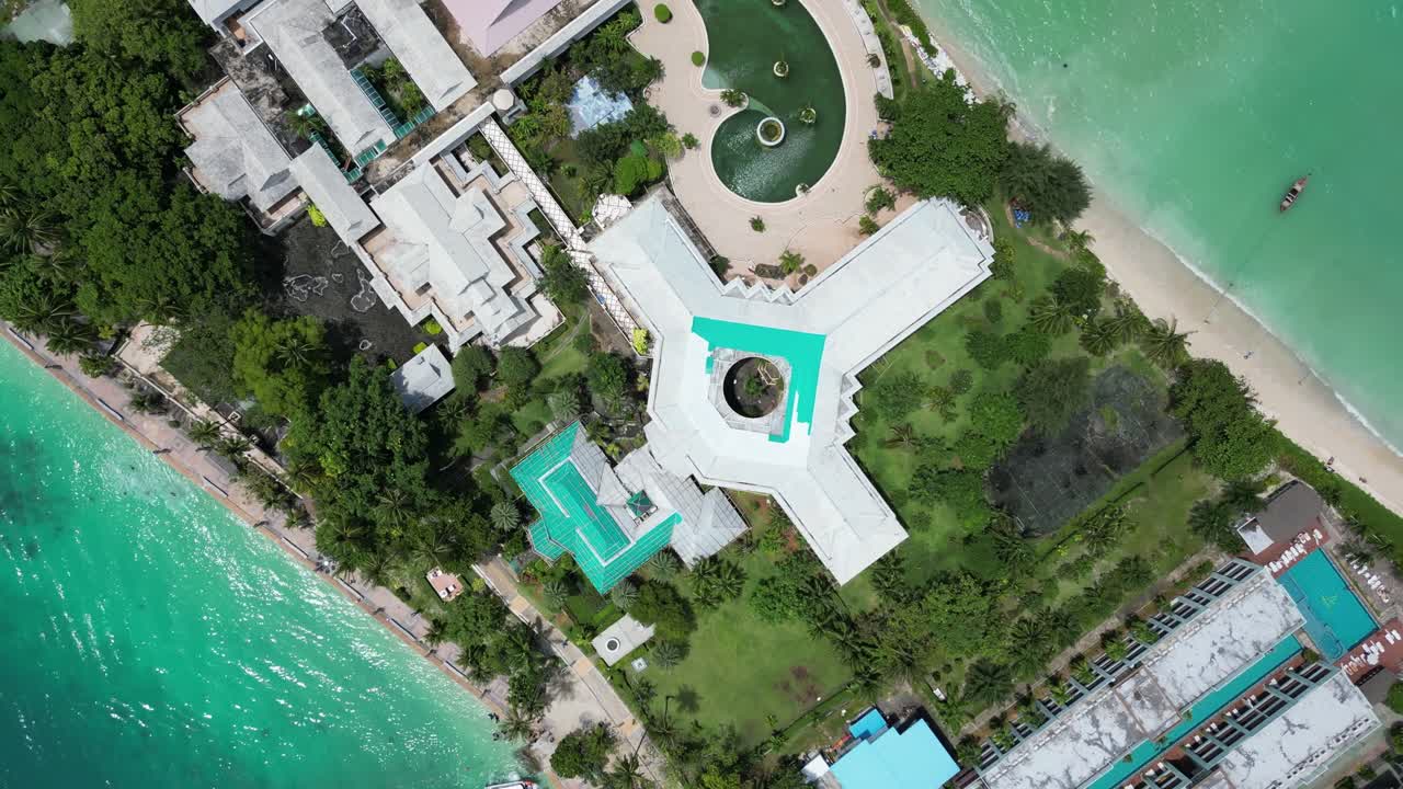 Koh Phi Phi, Thailand, building, aerial, elevator shot, tropical, lush, drone, scenic, travel