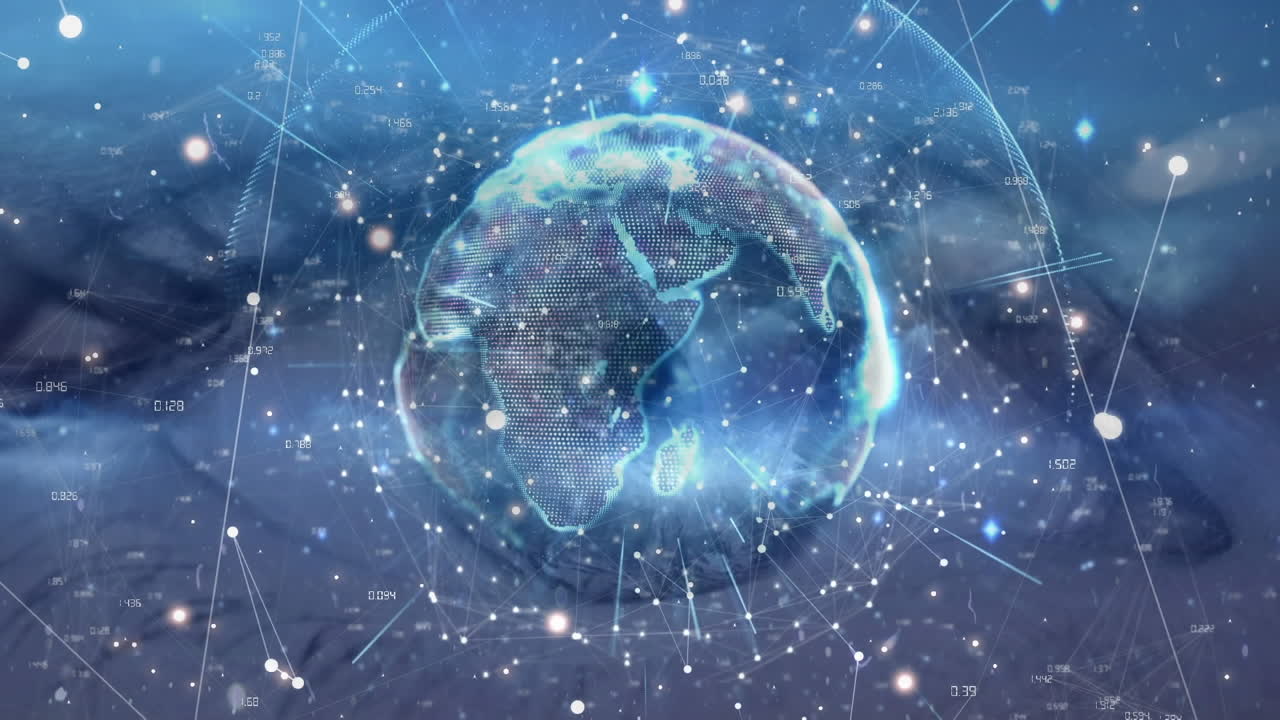 눈 위의 연결 네트워크와 함께 지구의 애니메이션