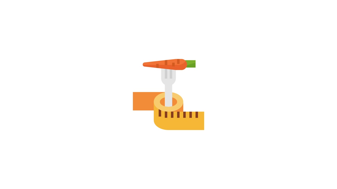 Animated Icon of Measuring Tape with Fork and Carrot