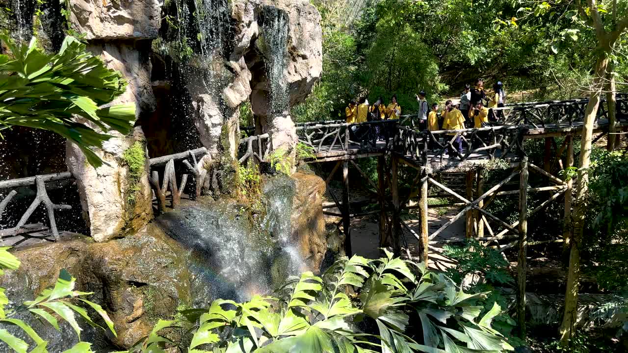 los estudiantes exploran un exuberante jardín botánico