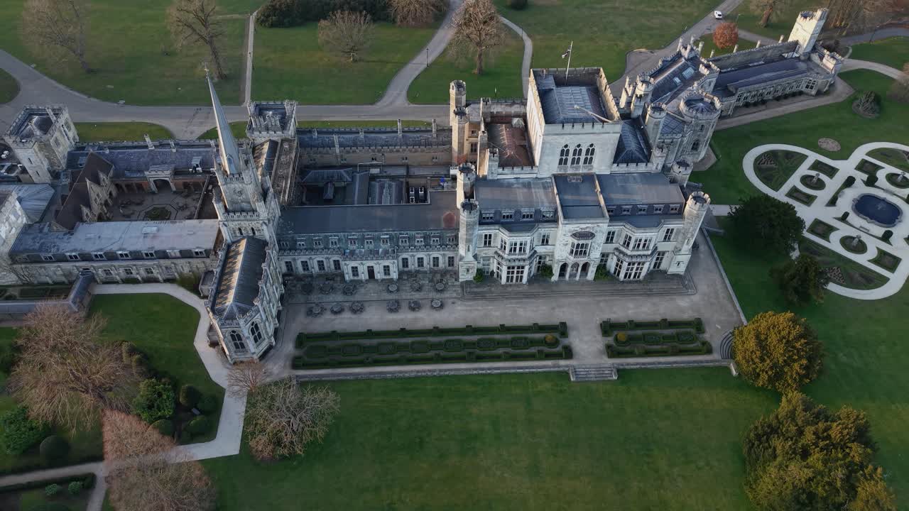 Aerial view of historic Ashridge House in Hertfordshire, elegant and serene