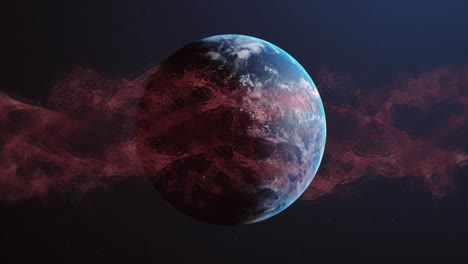 animación de rastros de luz brillante sobre el planeta tierra