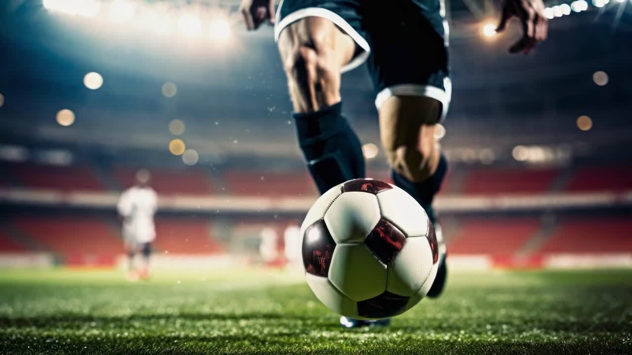 Dynamic sports video capturing a soccer player dribbling on a vibrant field