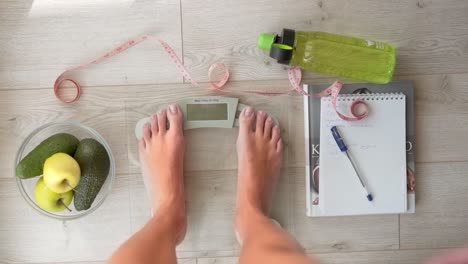 flat lay closeup, skinny girl's lean legs showing perfect weight