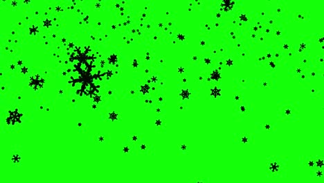 Snowing-Animation-For-Holiday-Video,-Isolated-On-Green-Screen-black-Winter-Flakes