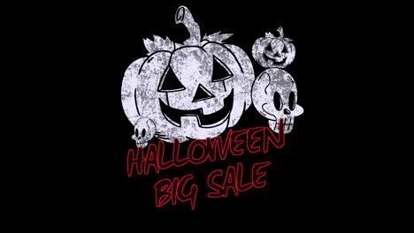 gran venta de halloween con calabaza blanca y calaveras
