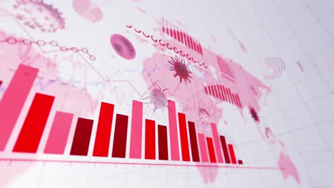 animation of coronavirus statistical data processing over world map