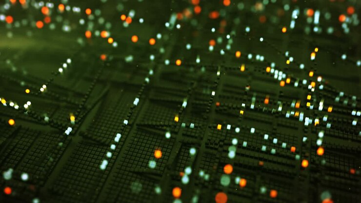 Matrix, der bølger af digitale signaler, sømløs loop 3D-render-animation