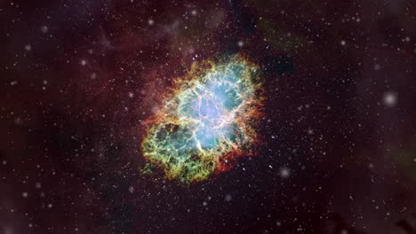 fly towards the crab nebula in the constellation of taurus