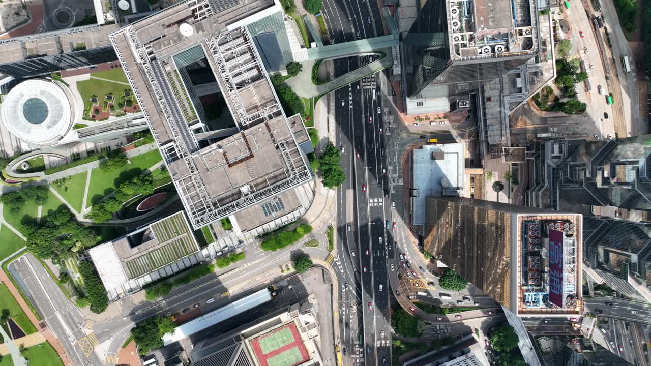 vista aérea del distrito comercial de hong kong en un día de verano
