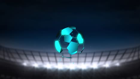 Animation-Des-Digitalen-Fußballs-über-Dem-Stadion