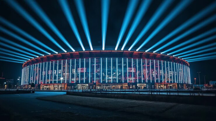 Illuminated Stadium at Night
