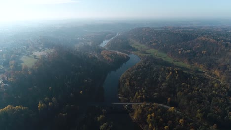 Coloridos-Bosques-Estacionales-En-Otoño-Vista-Panorámica-Aérea