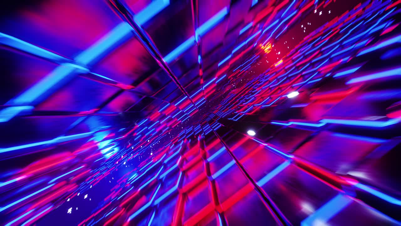 volando lungo un corridoio di cubi luminosi. animazione a loop infinito.