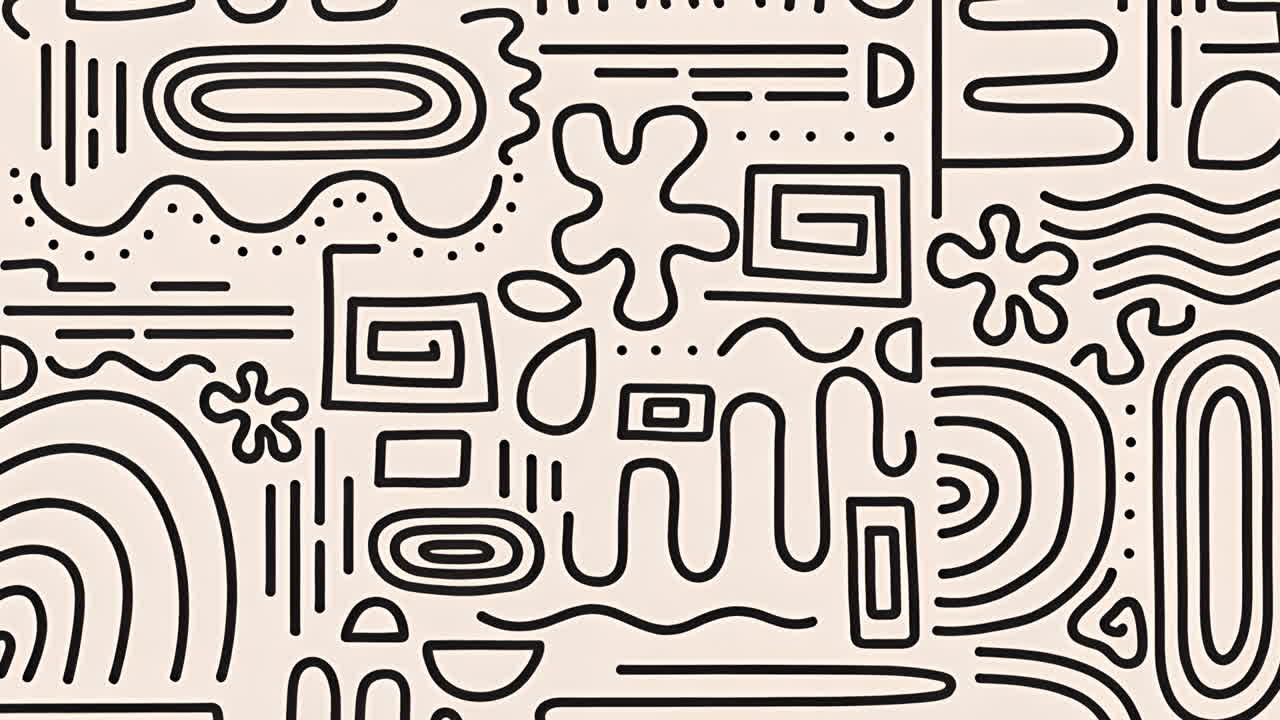 Abstract Black and White Doodle Pattern
