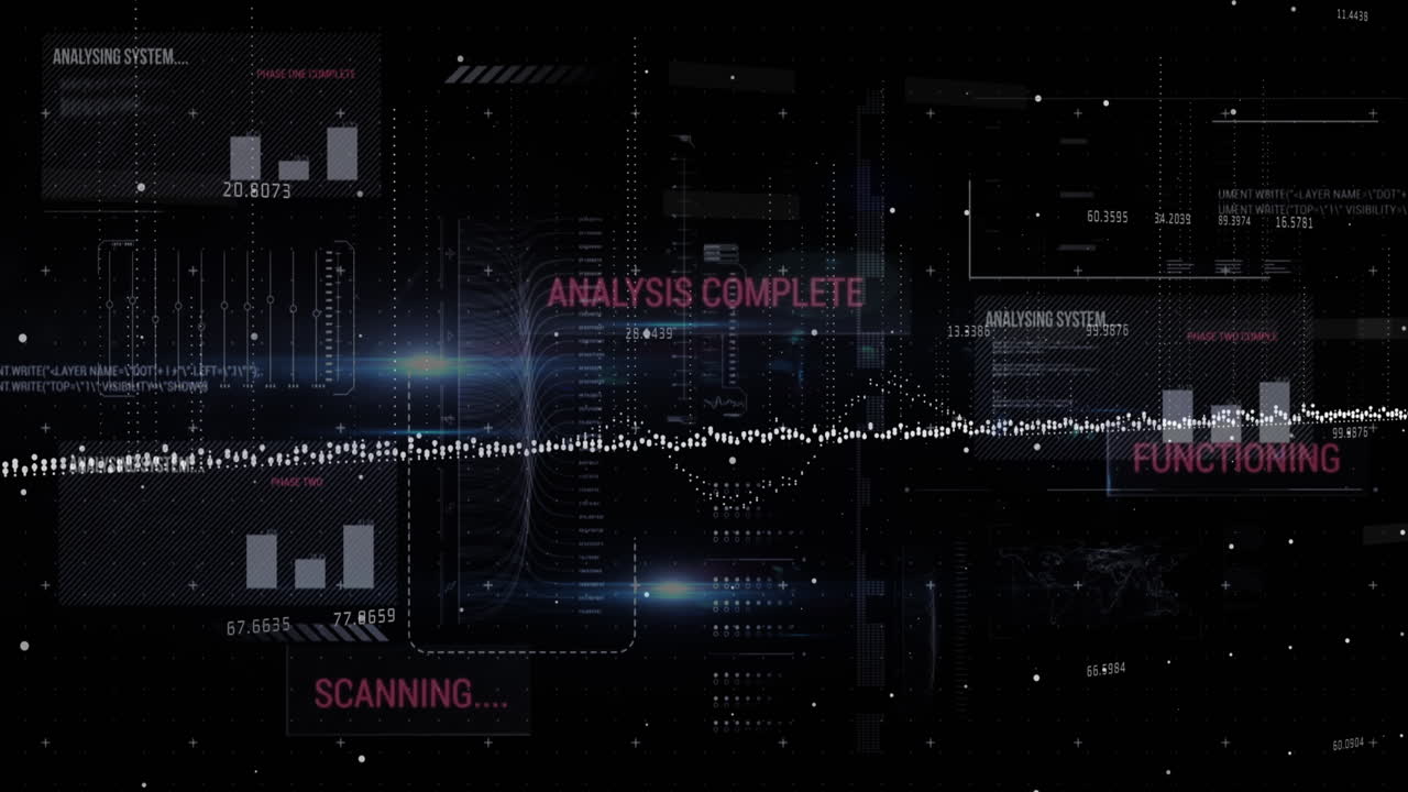 데이터 처리에 대한 빛의 반점의 애니메이션