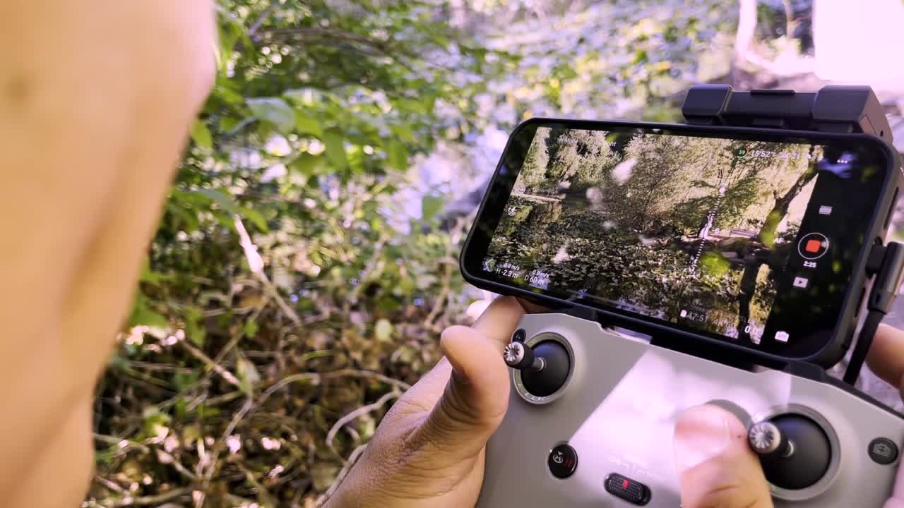 Cameraman playing a drone