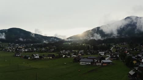 alpine village at sunrise/sunset
