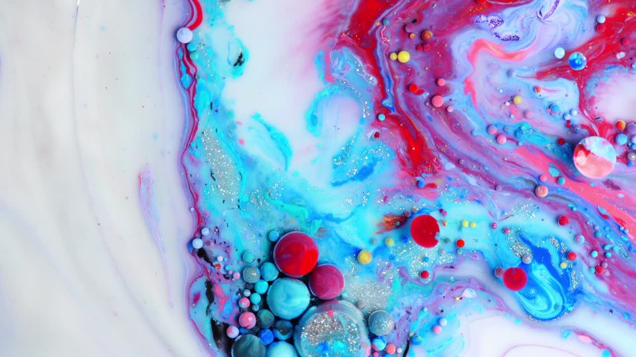 pintura colorida y burbujas fondo abstracto video 4k