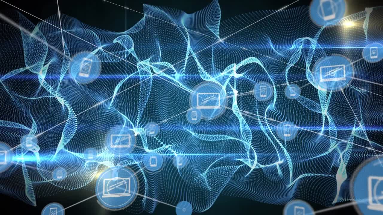 animación de la red de conexiones sobre puntos y fondo negro