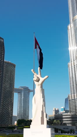 estatua de la mano de las eau en dubai