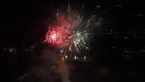 fireworks illuminating the night sky with vibrant bursts of light over a city