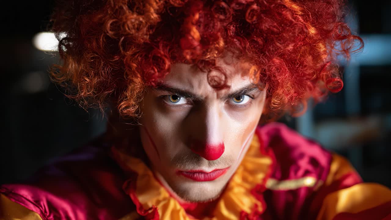 A Dramatic Transformation of a Clown Character, Capturing the Intensity and Emotions of Performance in Two Distinct Frames of Expression and Presentation