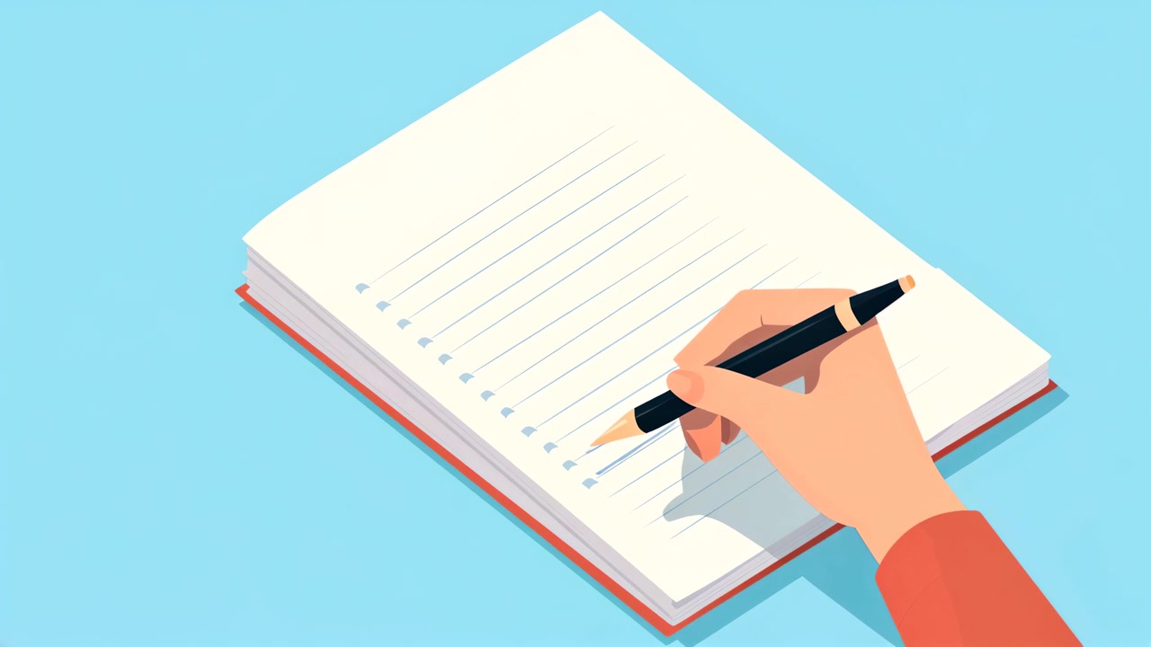 Animated Hand Writing on a Lined Notebook with a Pen
