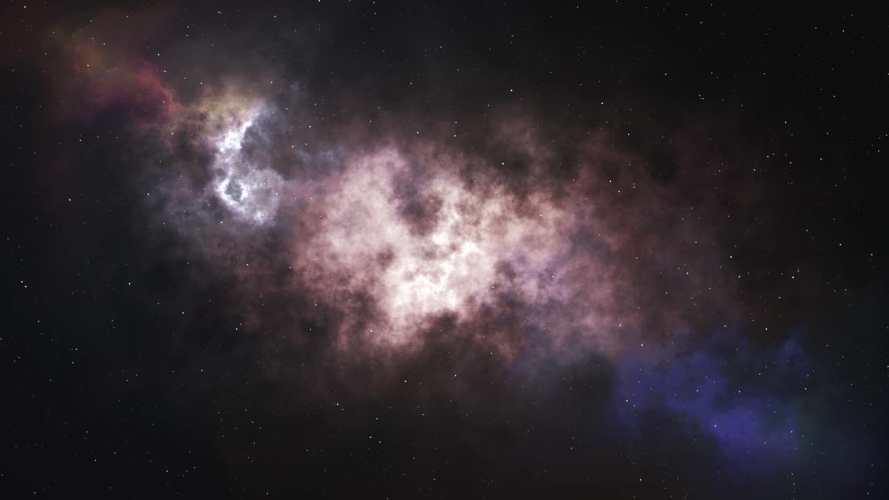 Seamless looping animation of space flight to a beautiful nebula