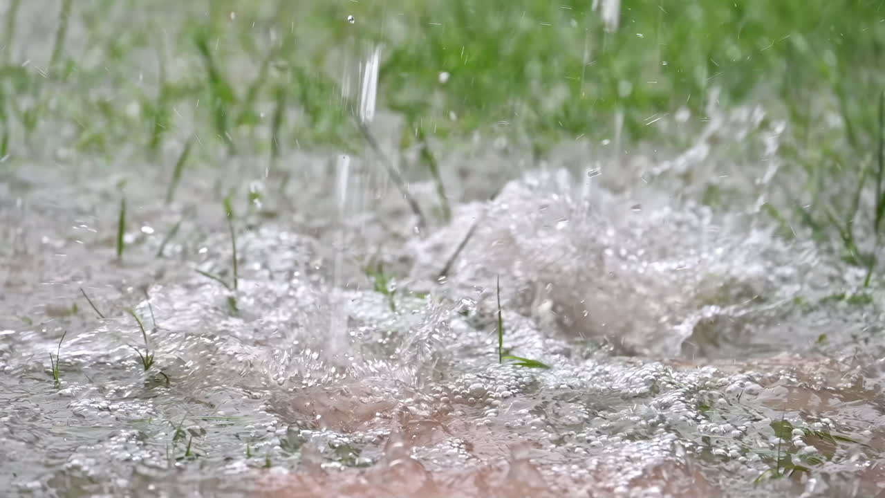 Heavy rain in Spain in spring, slow motion