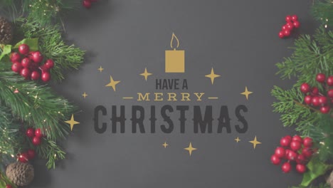 Animation-of-christmas-greetings-text-over-christmas-decorations