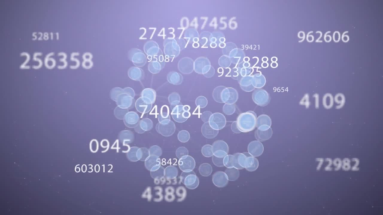 animación de la interfaz digital con iconos y procesamiento de datos. tecnología de red informática global