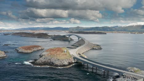 an aerial view of the atlantic road in norway