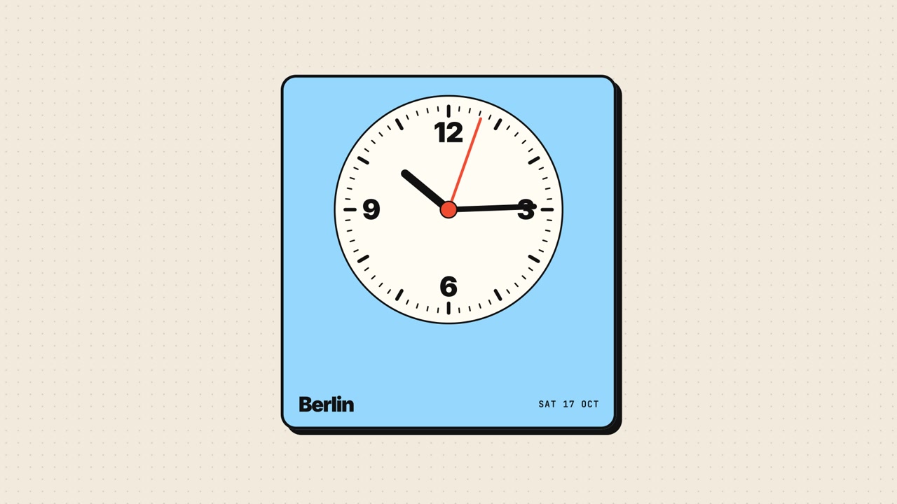 Minimalist Animated Clock Displaying Time in Berlin