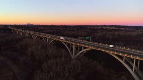 aerial view of mendota bridge during golden hour