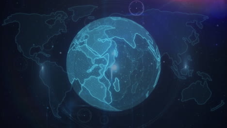 animación de conexiones y procesamiento de datos en todo el mundo